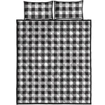 Black And White Gingham Pattern Print Quilt Bed Set