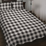 Black And White Gingham Pattern Print Quilt Bed Set