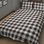 Black And White Gingham Pattern Print Quilt Bed Set