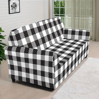 Black And White Gingham Pattern Print Sofa Cover
