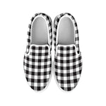 Black And White Gingham Pattern Print White Slip On Shoes