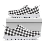 Black And White Gingham Pattern Print White Sneakers