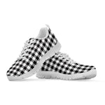 Black And White Gingham Pattern Print White Sneakers