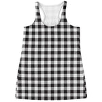 Black And White Gingham Pattern Print Women's Racerback Tank Top