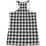 Black And White Gingham Pattern Print Women's Racerback Tank Top