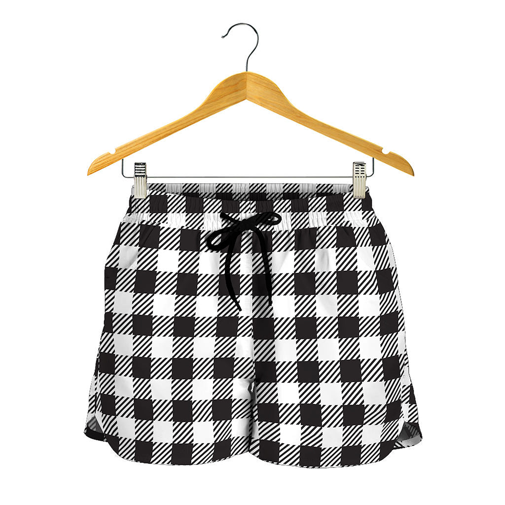 Black And White Gingham Pattern Print Women's Shorts