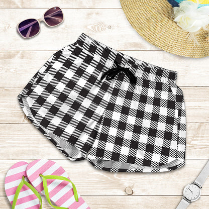 Black And White Gingham Pattern Print Women's Shorts