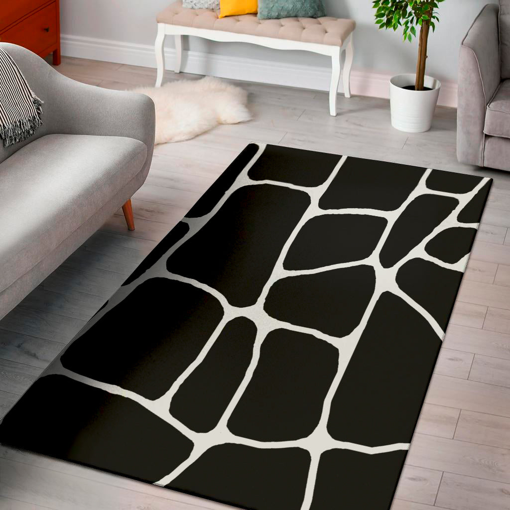 Black And White Giraffe Pattern Print Area Rug