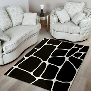 Black And White Giraffe Pattern Print Area Rug