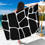 Black And White Giraffe Pattern Print Beach Sarong Wrap