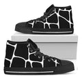 Black And White Giraffe Pattern Print Black High Top Sneakers