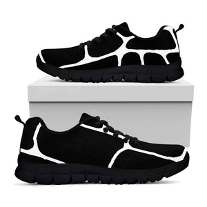 Black And White Giraffe Pattern Print Black Sneakers