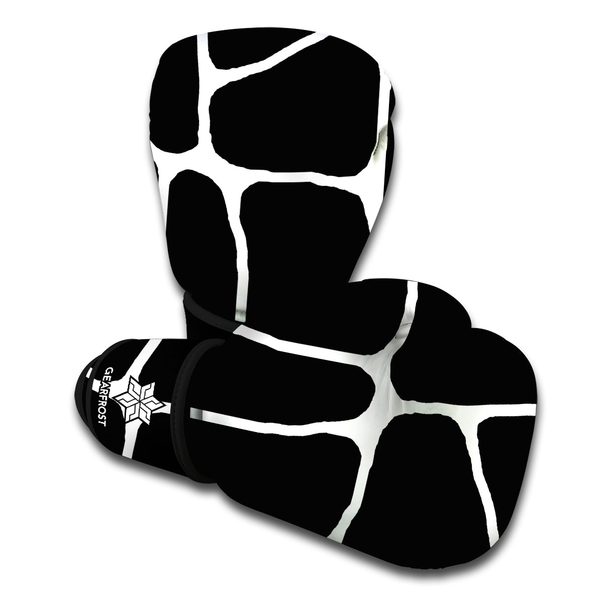 Black And White Giraffe Pattern Print Boxing Gloves
