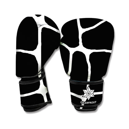Black And White Giraffe Pattern Print Boxing Gloves