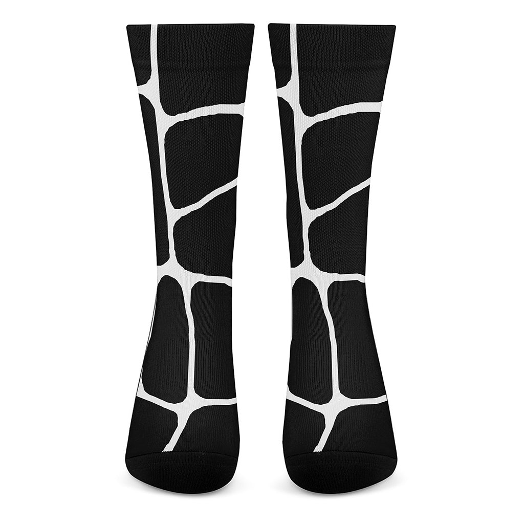 Black And White Giraffe Pattern Print Crew Socks