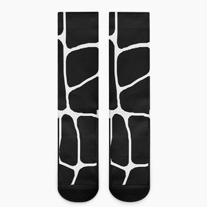 Black And White Giraffe Pattern Print Crew Socks