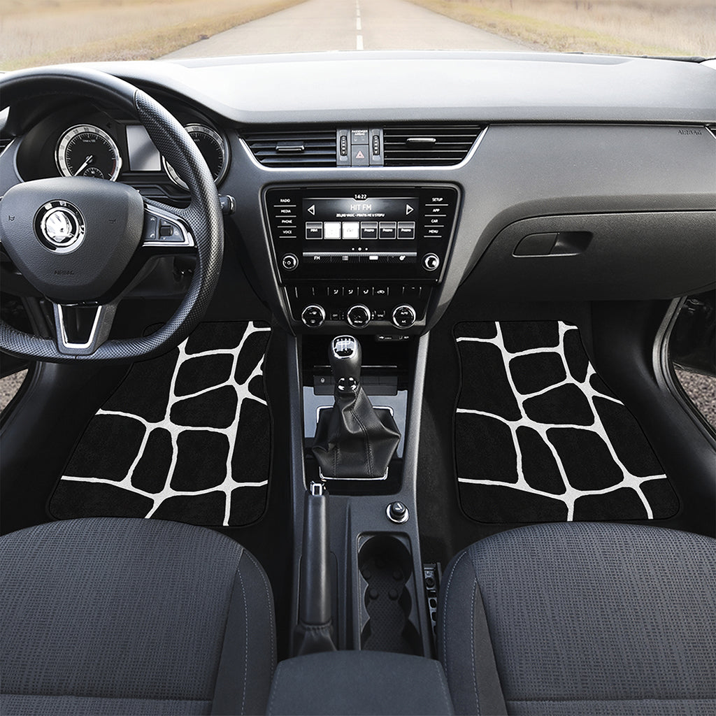 Black And White Giraffe Pattern Print Front and Back Car Floor Mats