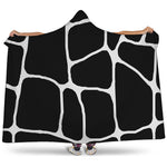 Black And White Giraffe Pattern Print Hooded Blanket