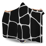 Black And White Giraffe Pattern Print Hooded Blanket