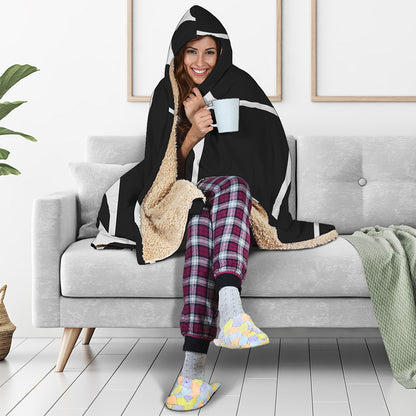 Black And White Giraffe Pattern Print Hooded Blanket