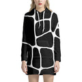 Black And White Giraffe Pattern Print Pullover Hoodie Dress