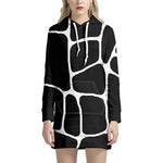 Black And White Giraffe Pattern Print Hoodie Dress