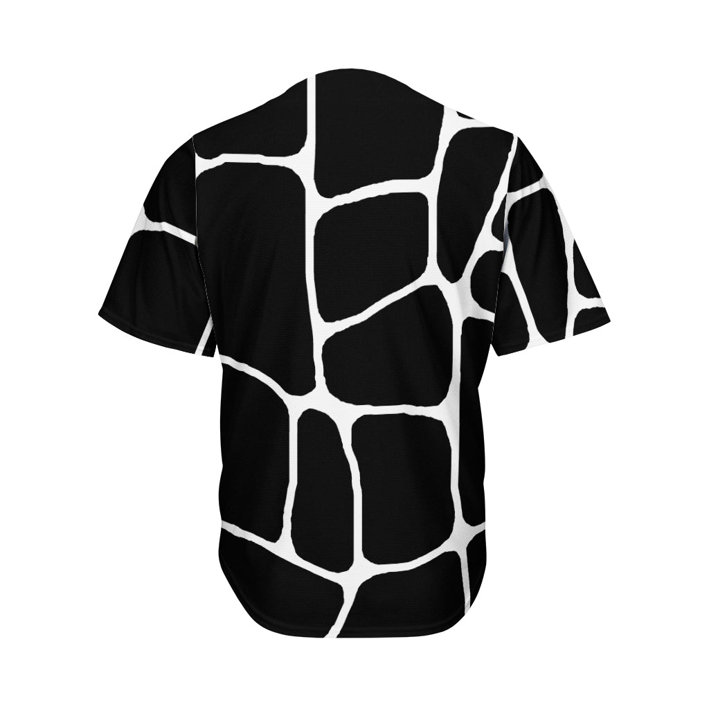 Black And White Giraffe Pattern Print Men's Baseball Jersey