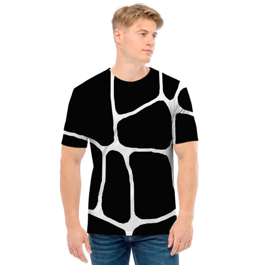 Black And White Giraffe Pattern Print Men's T-Shirt