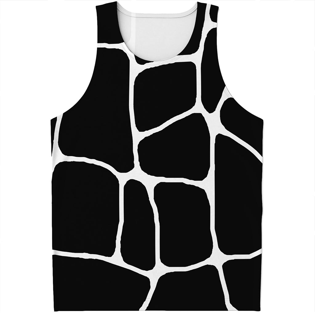 Black And White Giraffe Pattern Print Men's Tank Top