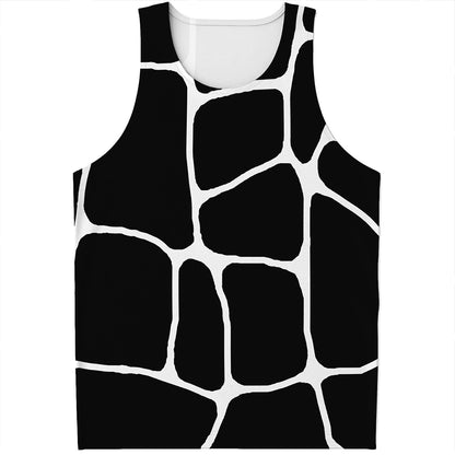 Black And White Giraffe Pattern Print Men's Tank Top