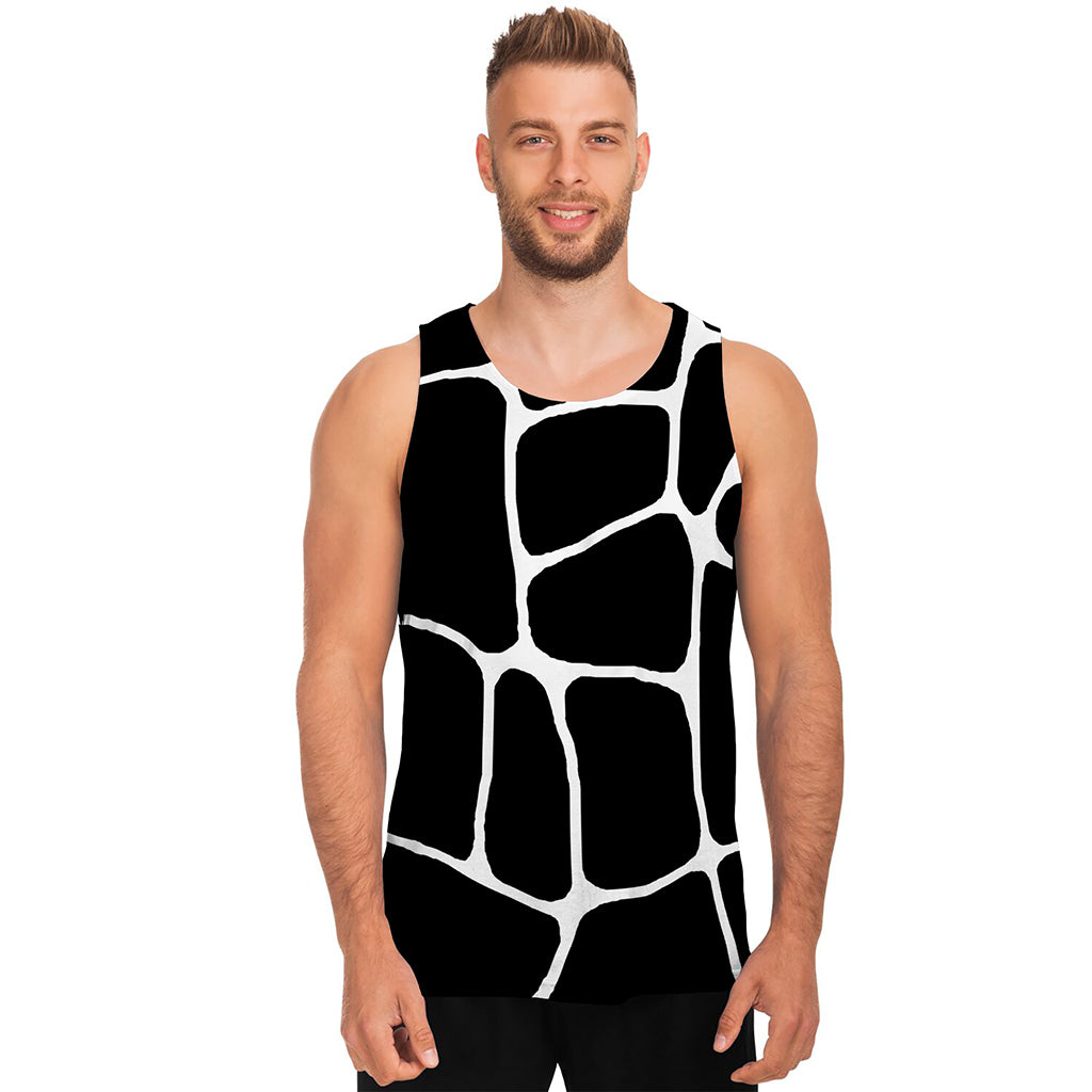 Black And White Giraffe Pattern Print Men's Tank Top