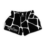 Black And White Giraffe Pattern Print Muay Thai Boxing Shorts