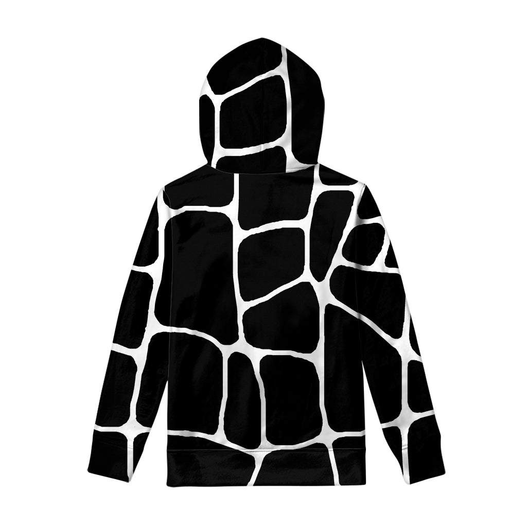 Black And White Giraffe Pattern Print Pullover Hoodie