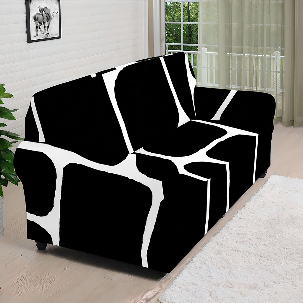 Black And White Giraffe Pattern Print Sofa Cover