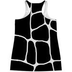 Black And White Giraffe Pattern Print Women's Racerback Tank Top