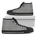 Black And White Glen Plaid Print Black High Top Sneakers