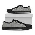 Black And White Glen Plaid Print Black Low Top Sneakers
