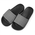 Black And White Glen Plaid Print Black Slide Sandals