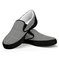 Black And White Glen Plaid Print Black Slip On Sneakers