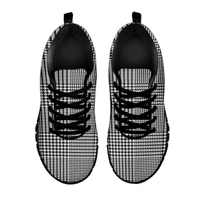 Black And White Glen Plaid Print Black Sneakers