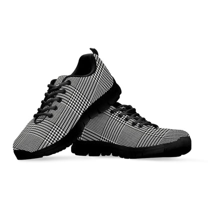 Black And White Glen Plaid Print Black Sneakers