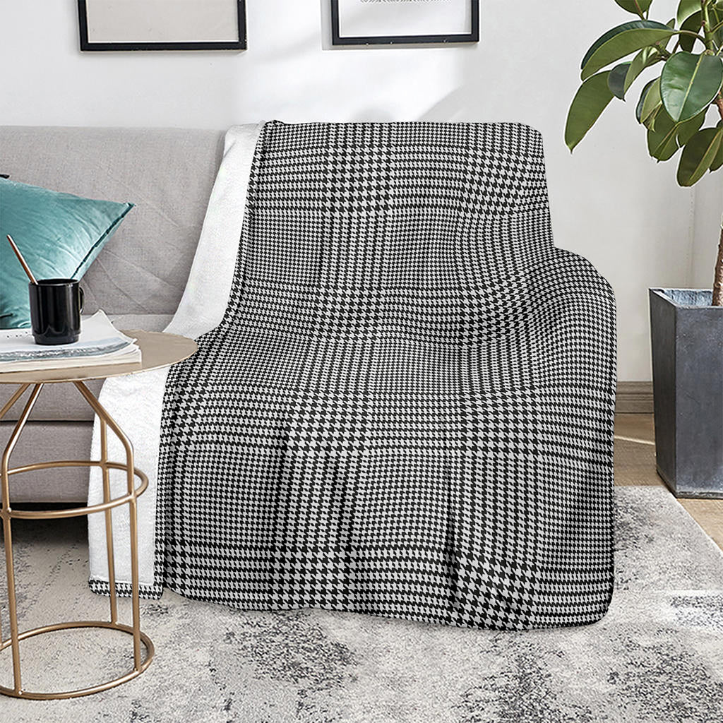 Black And White Glen Plaid Print Blanket