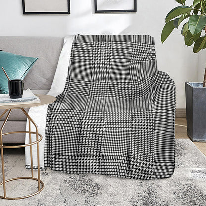 Black And White Glen Plaid Print Blanket