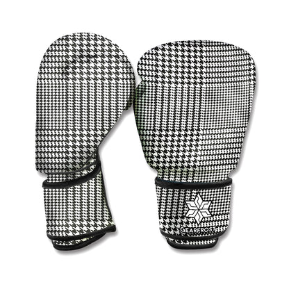 Black And White Glen Plaid Print Boxing Gloves