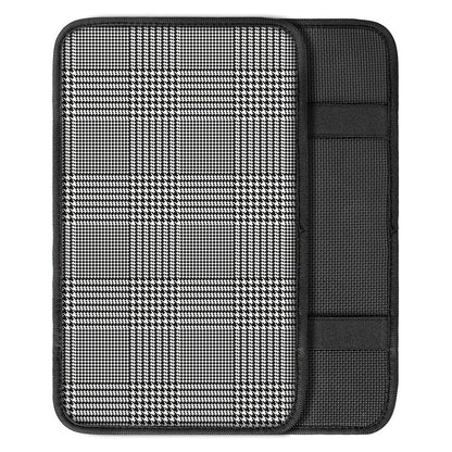 Black And White Glen Plaid Print Car Center Console Cover