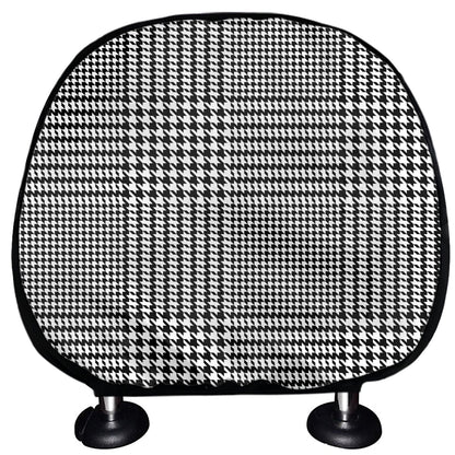 Black And White Glen Plaid Print Car Headrest Covers