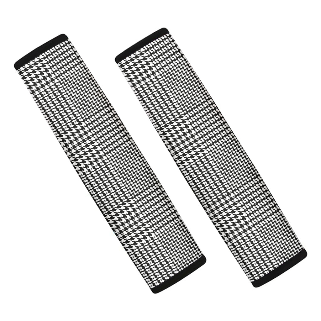 Black And White Glen Plaid Print Car Seat Belt Covers