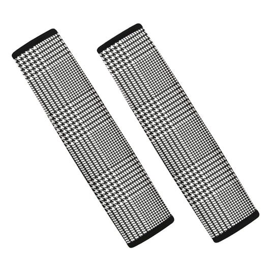 Black And White Glen Plaid Print Car Seat Belt Covers
