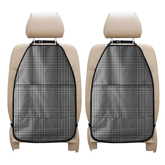 Black And White Glen Plaid Print Car Seat Organizers