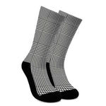 Black And White Glen Plaid Print Crew Socks